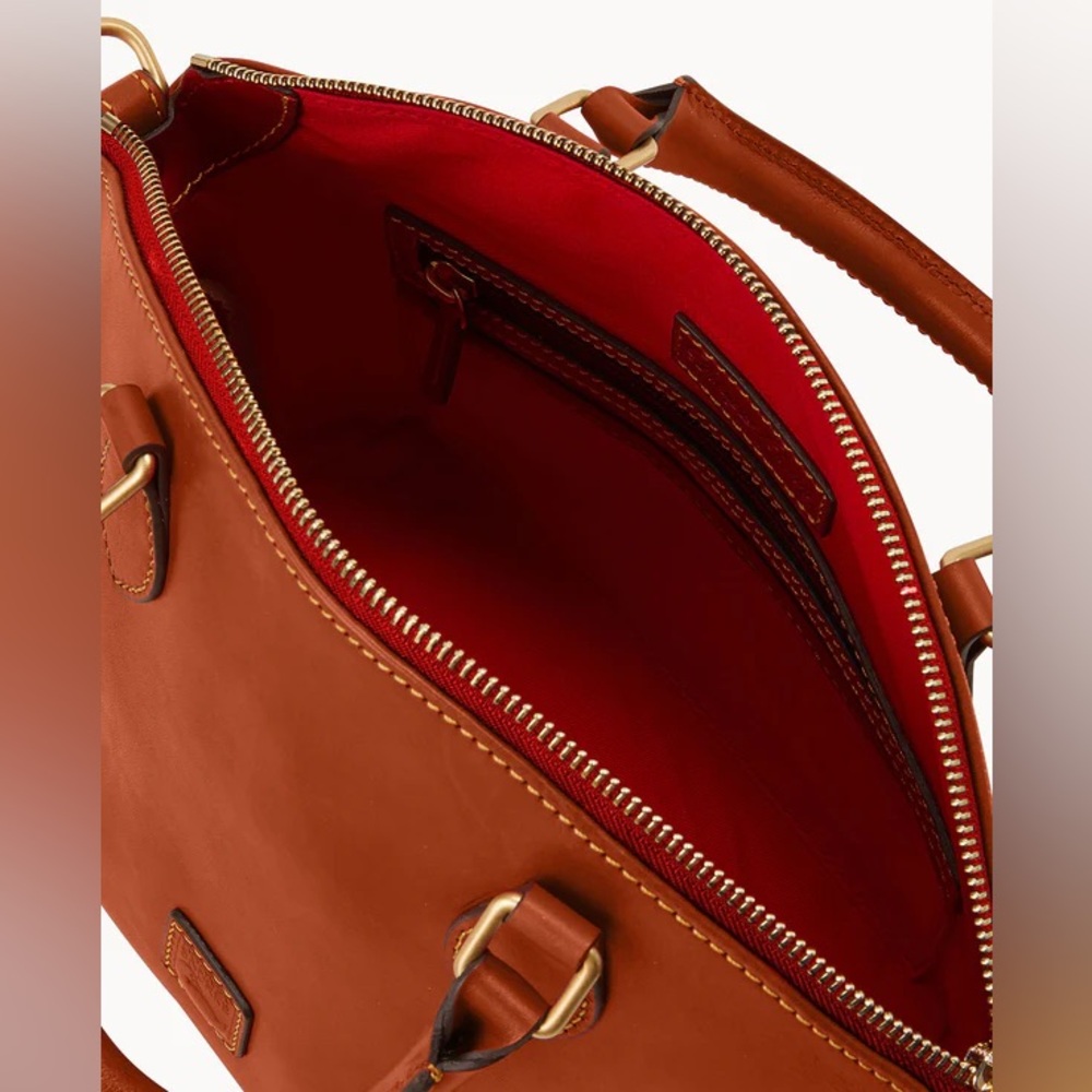 NWT Dooney & Bourke Florentine Geena Satchel Natural Brown Leather Satchel - Picture 3 of 6